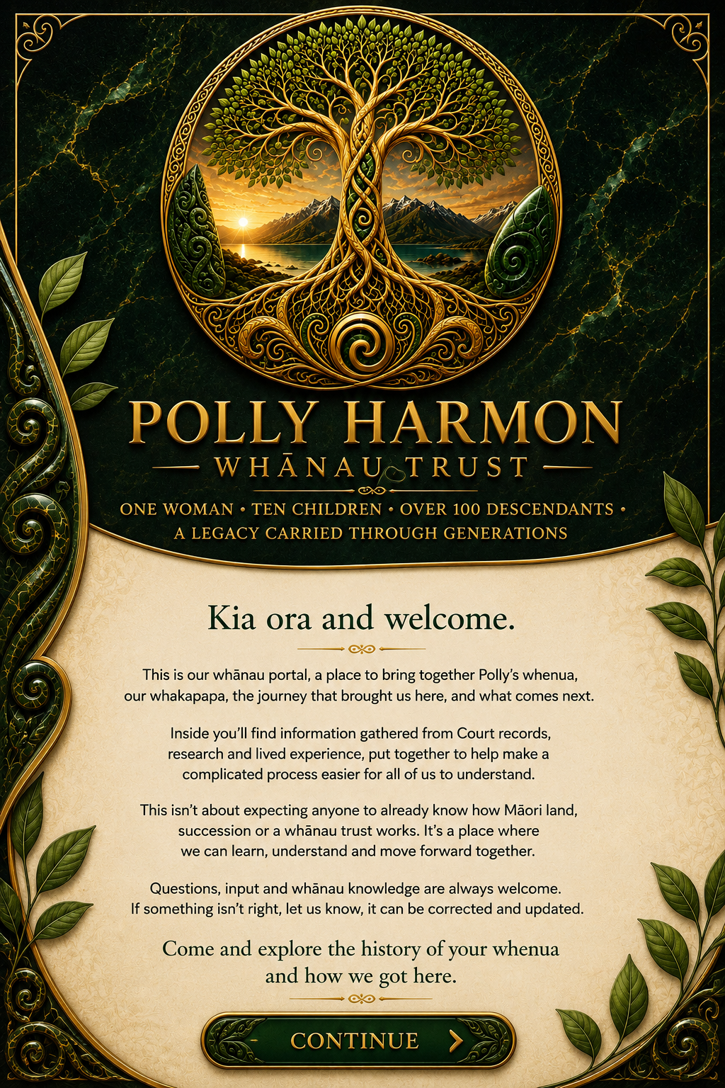 Polly Harmon Whānau Trust welcome
